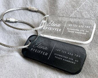 Personalised Luggage Name Tag |  Translucent Acrylic Travel Bag Tag  Wedding Favors Bridesmaid Gift | Keepsake