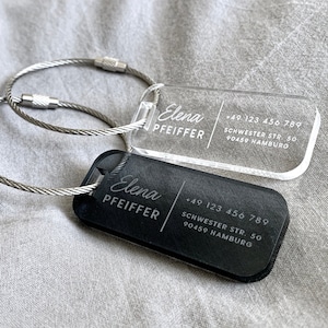 Personalised Luggage Name Tag |  Translucent Acrylic Travel Bag Tag  Wedding Favors Bridesmaid Gift | Keepsake