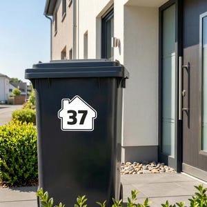 Personalisierter Papierkorb Aufkleber | Mülltonne Aufkleber mit Hausnummer