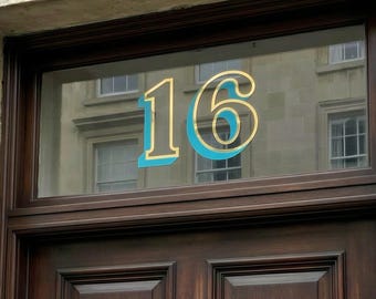 Quirky Gold Foil House Number Sticker - Personalized Chrome Gold Fanlight Decal