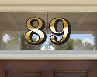 Gold Fanlight House Numbers: Victorian Style Vinyl Decal