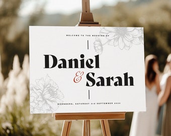 Personalised printed wedding sign, Welcome board for Easel, Venue decor, Bride and Groom name sign Sign Printing Service