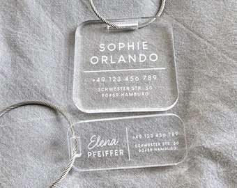 Personalised set of Luggage Name Tags | Translucent Acrylic Travel Tag | Wedding Keepsake - Favors Bridesmaid Gift