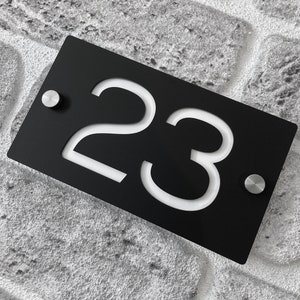 Premium house number sign with 3D effect | Minimal House Appartment hotel room number plaque | 100x180mm