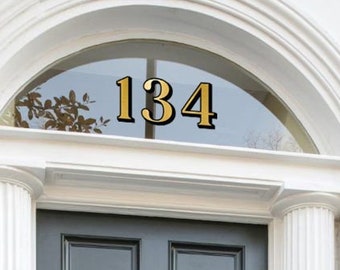 Premium gold fanlight house numbers sticker | Gold Chrome transom number decal
