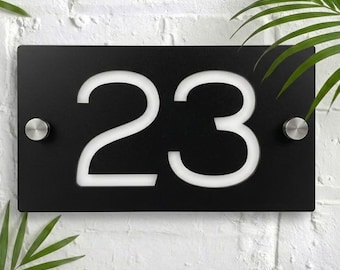 House Number Sign: Modern Apartment Plaque (100x180mm)