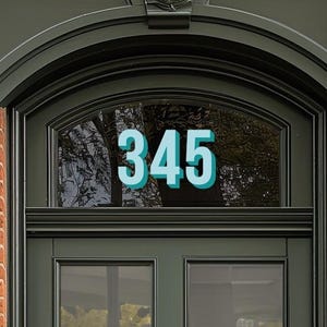 Unique House Number Sticker for transom window | Personalised fanlight Numbers | Quirky Style Bright