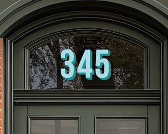 Unique House Number Sticker for transom window | Personalised fanlight Numbers | Quirky Style Bright