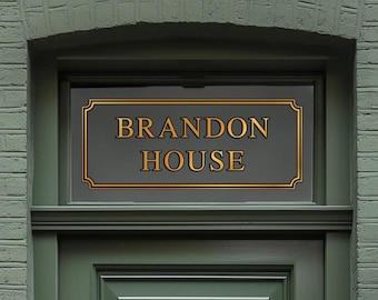 Custom Chrome Gold Victorian House Number Sign with Black Shadow