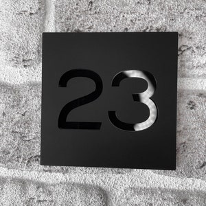 House Number Plaque Premium 3D effect Matt Black Acrylic Sign Floating House Sign Door Number 110 x 110 mm image 2