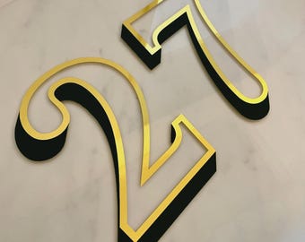 Modern Gold Leaf Effect House Number Sticker - Personalized Fanlight Decal