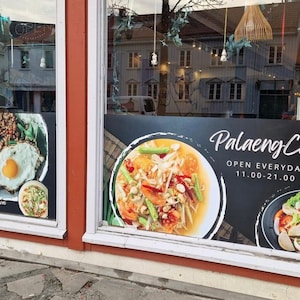 Gepersonaliseerde bannersticker grote raam | Gedrukte sticker voor bedrijf, restaurant, hotel, etalage | Afdrukservice: