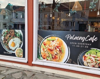 Personalisierte große Fenster Vinyl Banner Aufkleber | Wandtattoo für Geschäft, Restaurant, Hotel, Schaufenster | Druckservice