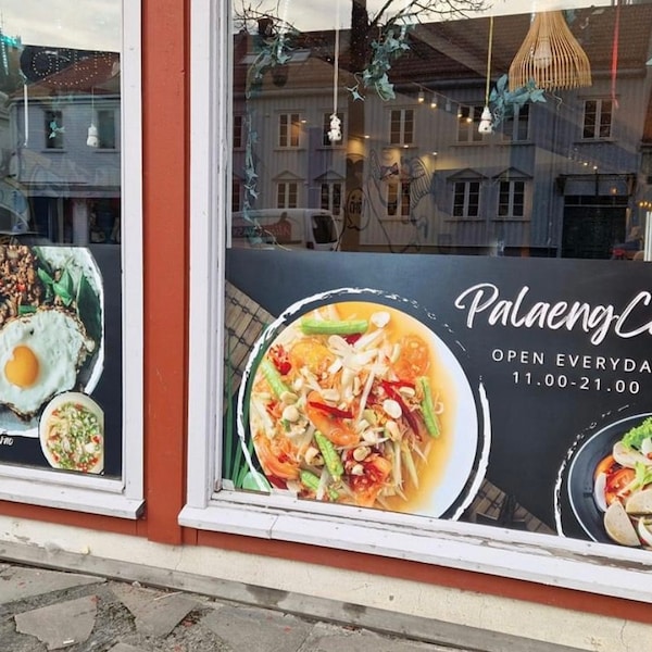 Personalisierte große Fenster Vinyl Banner Aufkleber | Wandtattoo für Geschäft, Restaurant, Hotel, Schaufenster | Druckservice