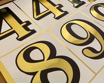 Premium gold fanlight house numbers sticker | Gold Chrome transom number decal
