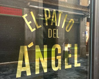 Chrome Gold Window Decal | Gold foil Lettering | Shiny Gilding Effect Glass Sticker