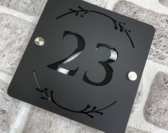 House Number Sign : Modern Weather resistant acrylic plaque