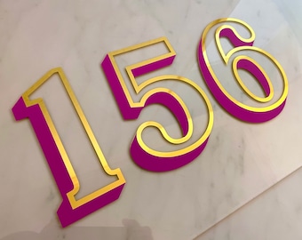 Gold Leaf Effect House Number Sticker - Personalized Fanlight Decal