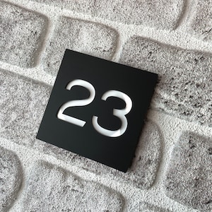 House Number Plaque Premium 3D effect Matt Black Acrylic Sign Floating House Sign Door Number 110 x 110 mm image 8