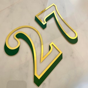 Unique gold number for transom window, Custom mirror gold fanlight sticker alternative to gold leaf and gilding