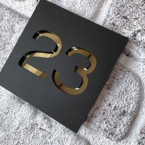 House Number Plaque Premium 3D effect Matt Black Acrylic Sign Floating House Sign Door Number 110 x 110 mm image 9