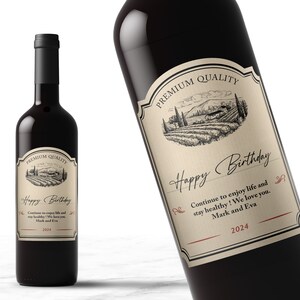 Etichetta di vino personalizzata per compleanno, annuncio del bambino, ricordo di bomboniere di matrimonio, etichetta di fidanzamento