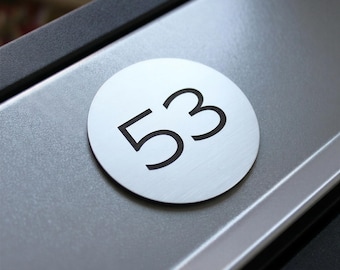 Personalized Mailbox sign number | Engraved silver nameplate