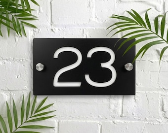 House Number Sign: Modern Apartment Plaque (100x180mm)