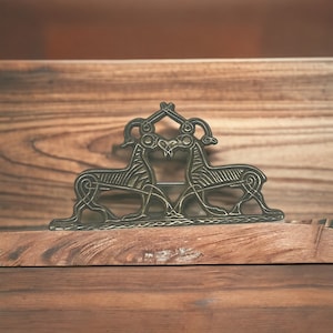 Vintage Scandinavian Bronze Viking Theme Brooch