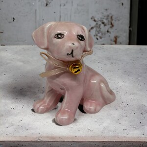 Cute Pink Puppy Porcelain Figurine