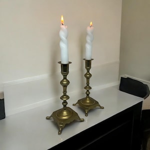 Vintage pair art Deco Brass Candlestick holders