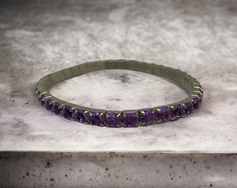 Vintage Elastic Bracelet With Purple Stones