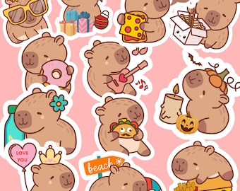 Kawaii Capybara Sticker Set | Animal Clipart (Digital Download)