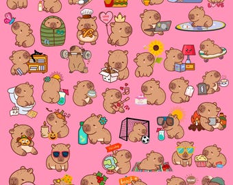 Funny Capybara Stickers | Animal PNG Clipart (Digital Download)