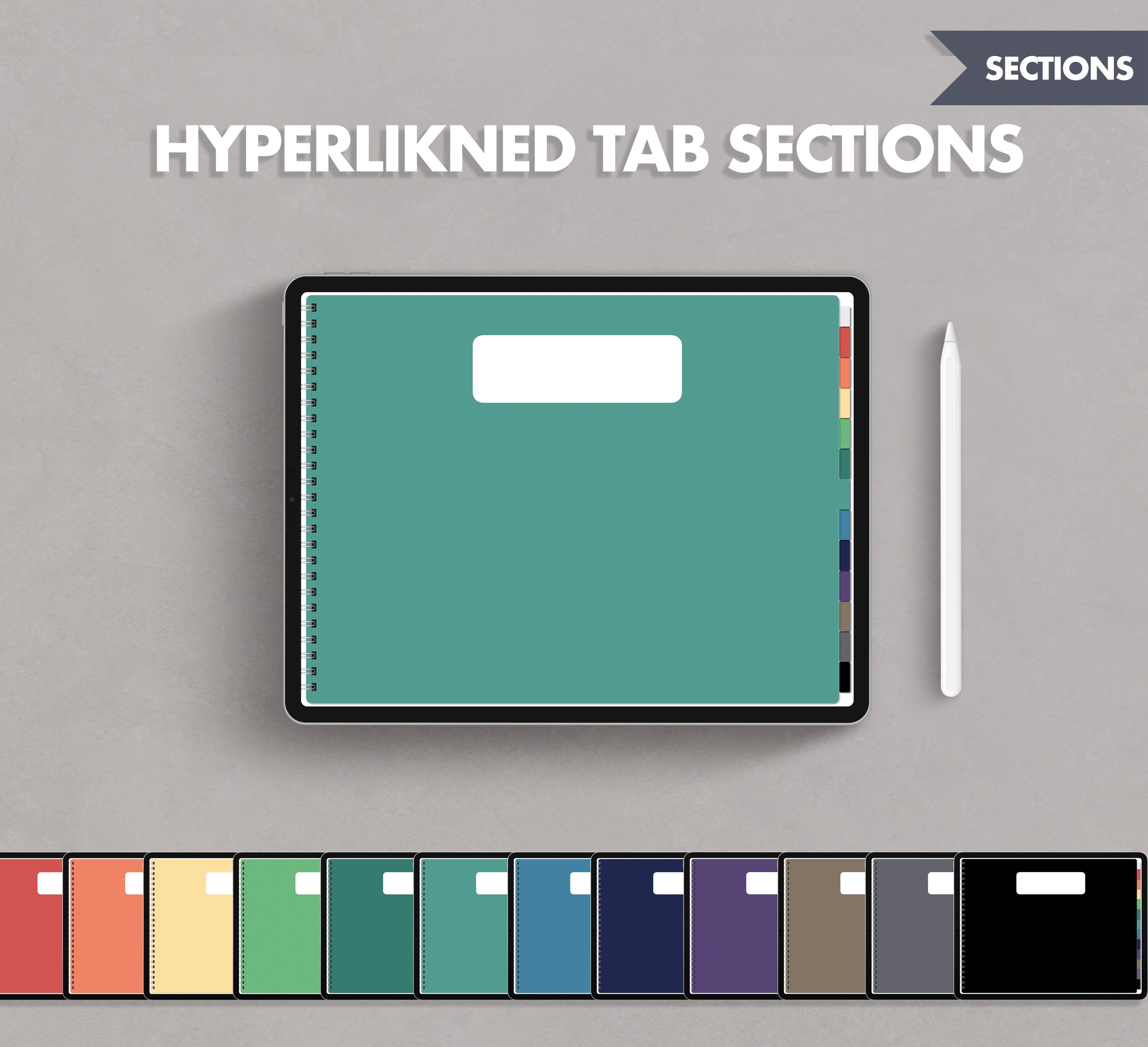 12 Sections Hyperlinked Digital Notebook Ipad Goodnotes Etsy Hong Kong