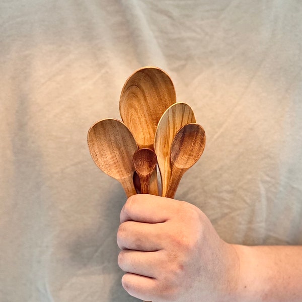 Wooden Dessert Spoon, Coffee Spoon, Mixing Spoon, Soup Spoon, Seasoning Spoon