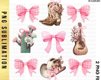 Coquette Cowgirl PNG: Western Bow Sublimation (Digital Download)