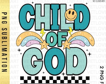 Child of God PNG: Christian Retro Design (Digital Download)