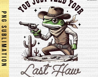 Trendy Cowboy Frog PNG: Retro Western Design (Digital Download)