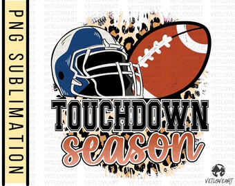 Temporada de Touchdown PNG: Diseño de fútbol de leopardo (descarga digital)