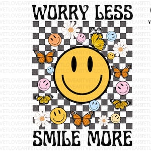 Smiley Gezicht Png, Zorgen Minder, Smile More Png, Retro Bloem Png, Hippie Sublimatie, Good Vibes Alleen Png, Groovy Retro Png, Happy Face retro Png