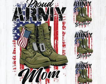 Proud Army Mom PNG: Personalized Family Design, 4th of July (Digital Download)