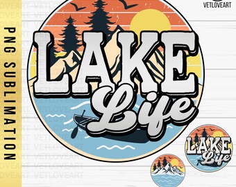 Retro Lake Life PNG: Summer Vacation Sublimation (Digital Download)