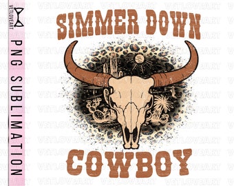 Simmer Down Cowboy PNG,Simmer Down Cowboy Sublimation,Rodeo png, Cowboy Png,Western Sublimation,Cowhide Cowboy PNG,Western Sublimation,Rodeo