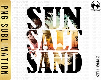 Retro Sun Salt Sand PNG : Summer Beach Design (téléchargement numérique)