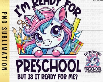 Preschool Unicorn PNG: Back To School-clipart (digitale download)