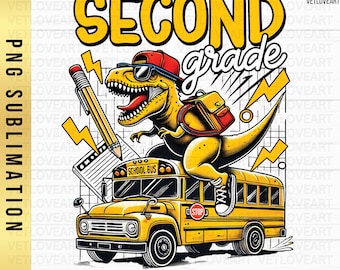 Dinosaur Back To School PNG: 2nd Grade Design (Digital Download