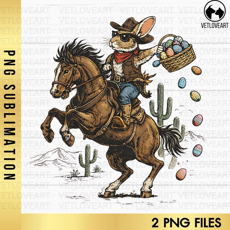Howdy Easter PNG, Easter Cowboy Rabbit, Western Bunny Riding Horse ...