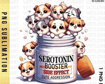 Serotonin Booster Dogs PNG: Salute mentale, design per amanti dei cani (download digitale)