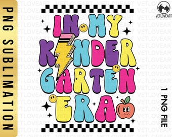 Kindergarten Era PNG: Retro Back To School Design (Digital Download)